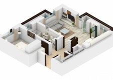 apartament 2 camere, decomandat, 54 mp + 2 terase