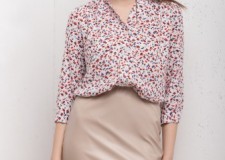 Camasa alba din vascoza cu imprimeu floral SR0032PF